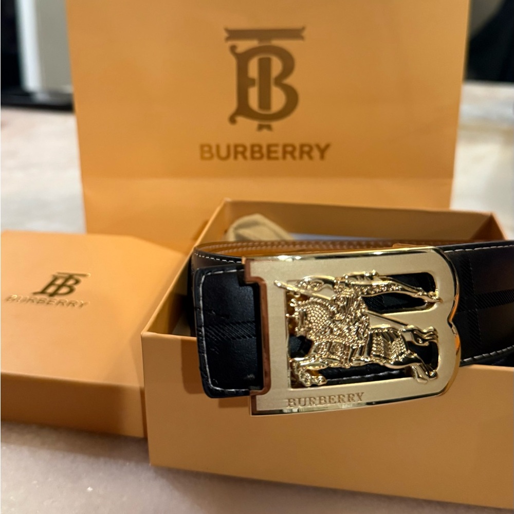Burberry Black Belt with Gold Buckle